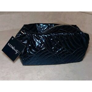 Ulta Beauty Make-up Bag Tote Blue Shiny Quilted NWT